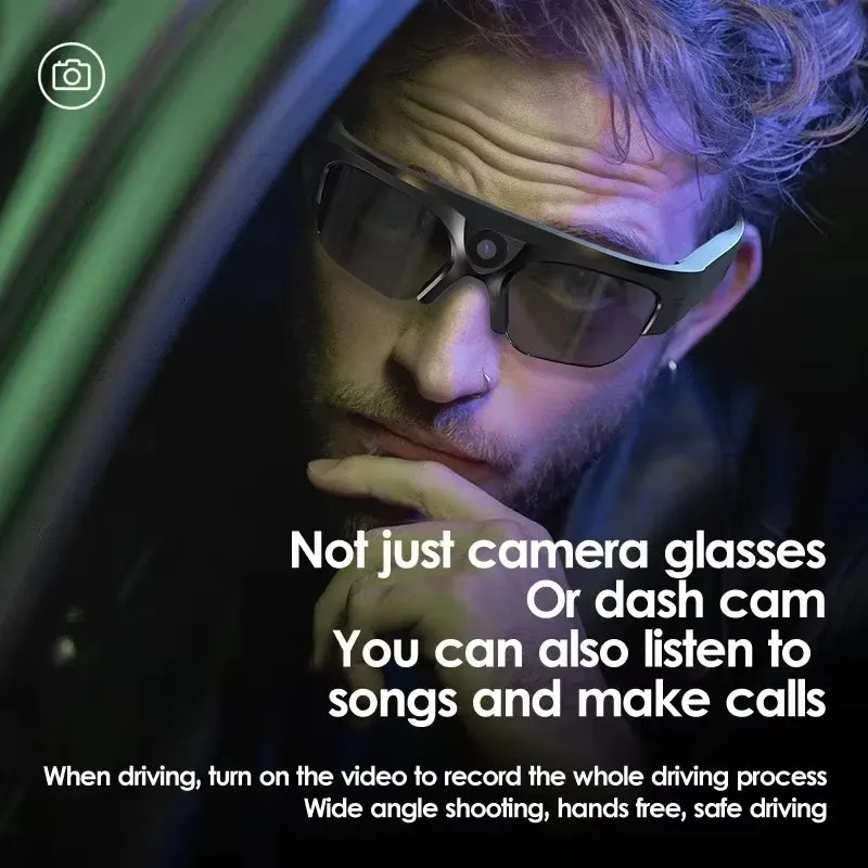 2K HD Action Camera Glasses Video Recording Sport Sunglasses with Bluetooth Speakers Call Smart Glasses 4K Ultra Mini Camera