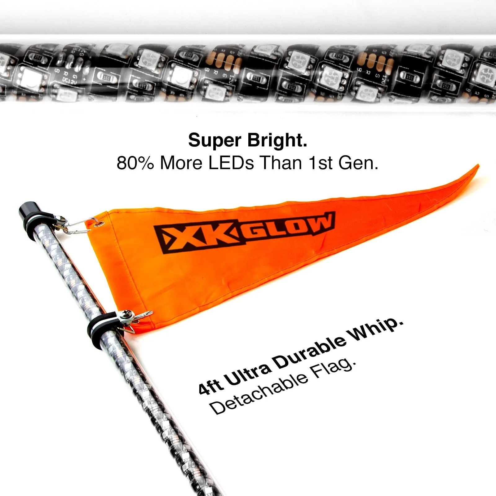 2nd Gen LED Whip Kits Side by Side UTV | XKchrome Smartphone App