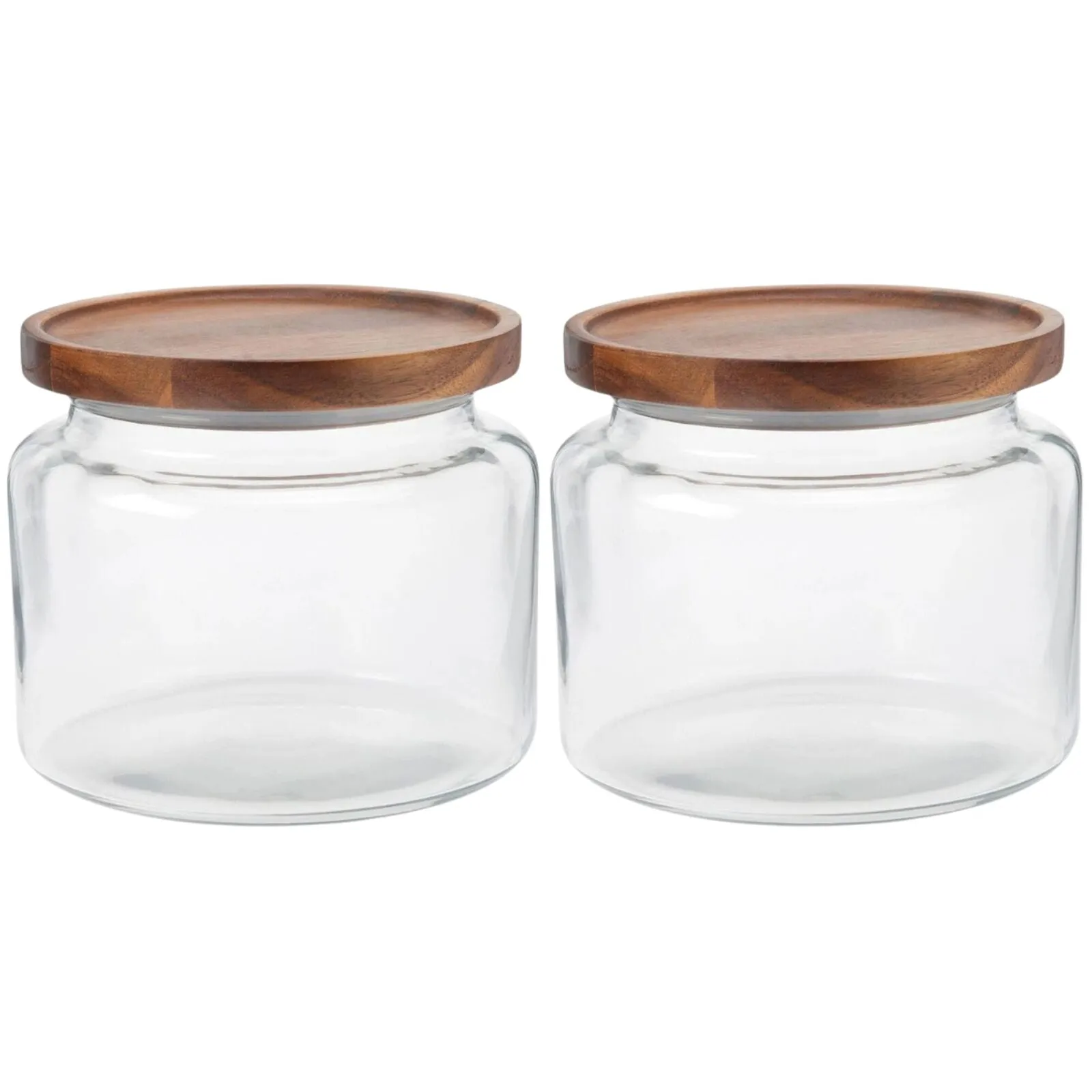 2x Anchor Hocking Montana 1.5L/16cm Glass Jar Container w/ Acacia Lid - Clear