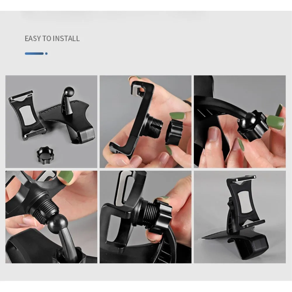 3 in 1 Car GPS Smartphone Holder: Dashboard / Visor Clamp   AC Grid Clip for ZTE Warp Sync - Black