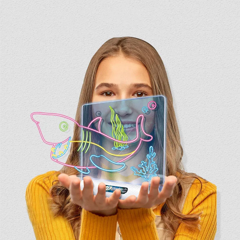 3D Fluorescent Magic Drawing Board LED Educational Toy for Kids