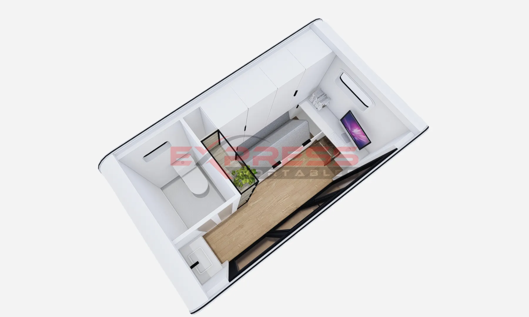 4m Spacee Lite Office With Pop-Out Bed & Bathroom