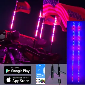 5' LED Whip Twisted Silver Max Pair