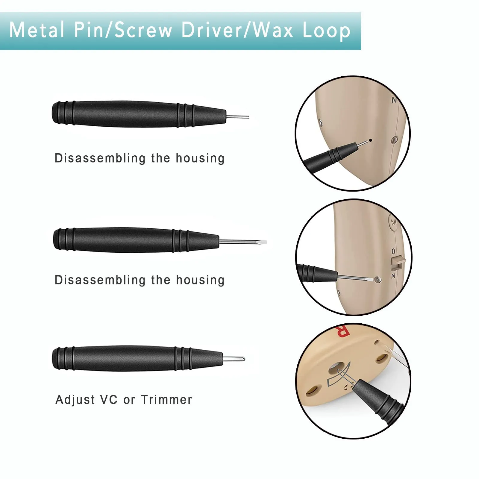 8 Pieces Hearing Aid Case Pocket Size with Cleaning Cloth Brush Tools for Sound Amplifier(Black)