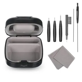 8 Pieces Hearing Aid Case Pocket Size with Cleaning Cloth Brush Tools for Sound Amplifier(Black)