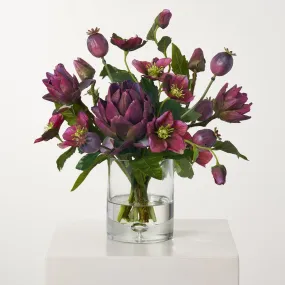 Amethyst Moods- Purple Artichoke, Ultra Violet Helleborus & Seed Pods Everyday Fall Arrangement