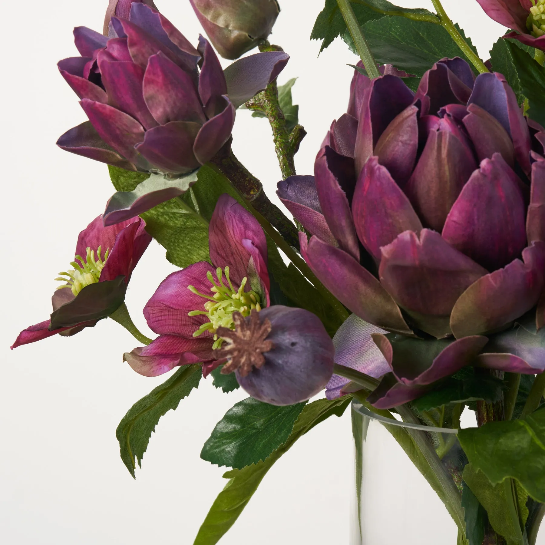 Amethyst Moods- Purple Artichoke, Ultra Violet Helleborus & Seed Pods Everyday Fall Arrangement