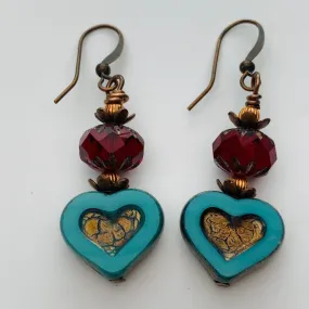 Antique Hearts Czech Glass Earring Kit