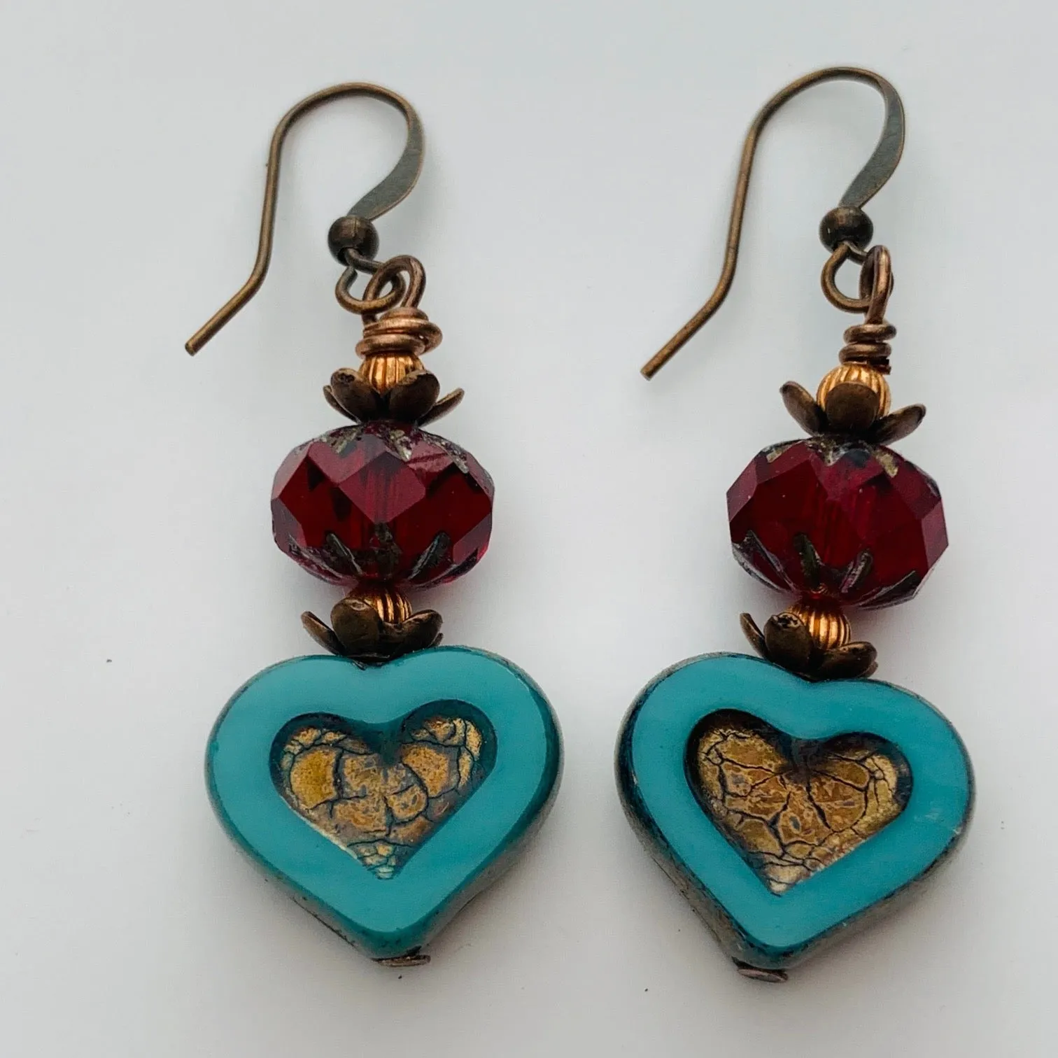 Antique Hearts Czech Glass Earring Kit