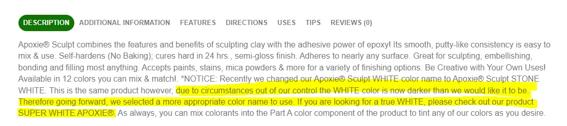 APOXIE SCULPT 4LBS