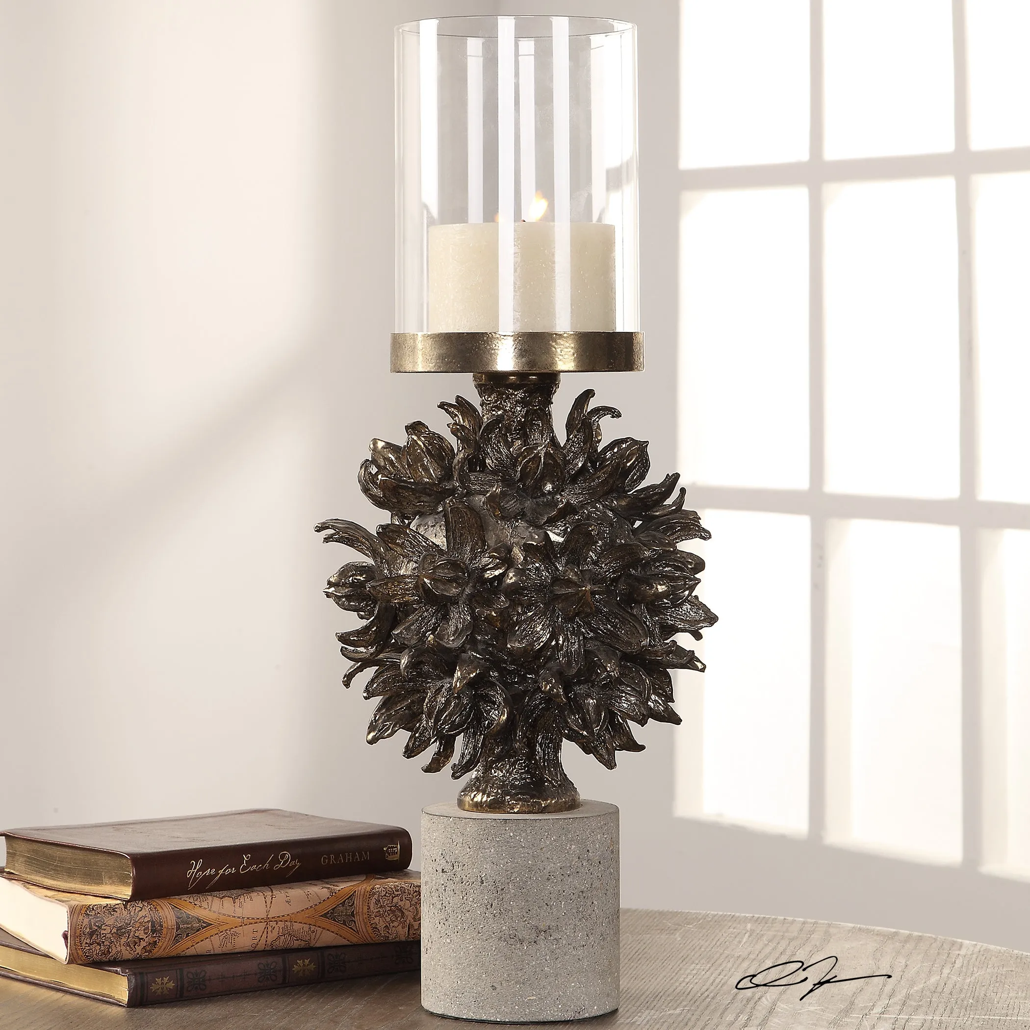Autograph Tree Antique Bronze Candleholder