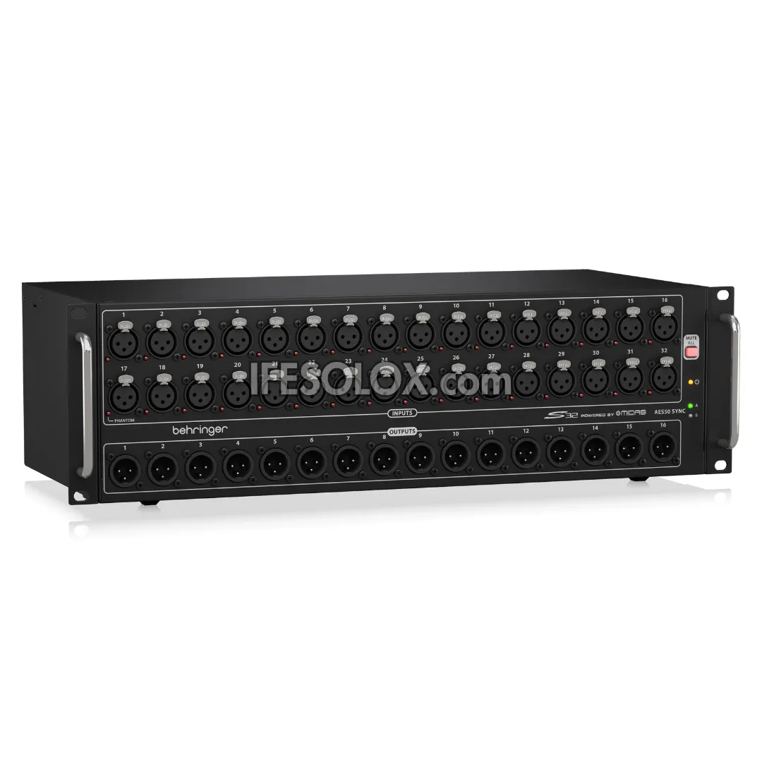 Behringer S32 Digital Snake I/O Box with 32 Remote Controllable Midas Preamps, 16 Outputs - Brand New