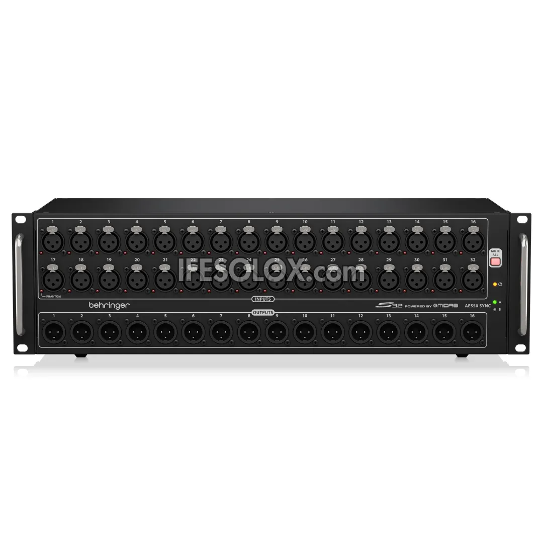 Behringer S32 Digital Snake I/O Box with 32 Remote Controllable Midas Preamps, 16 Outputs - Brand New