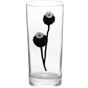 Black Poppy Pod Black Tall Collins Glass - Botanical Series