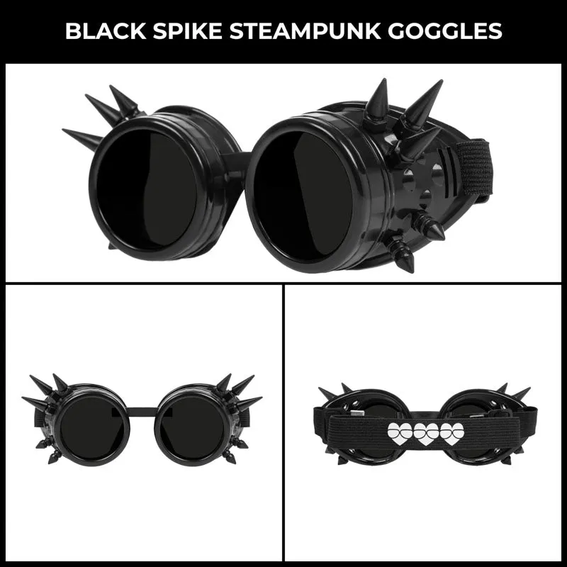 Black Spike Steampunk Goggles