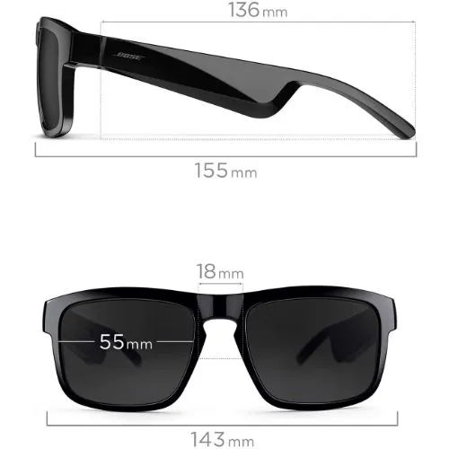 Bose 851338-0110 Frames Tenor Rectangular Bluetooth Audio Sunglasses, Black