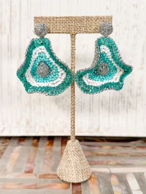 Buttercup Crystal Earrings, Silver Teal Mix