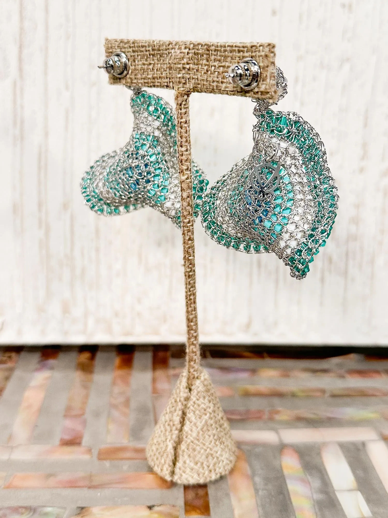 Buttercup Crystal Earrings, Silver Teal Mix