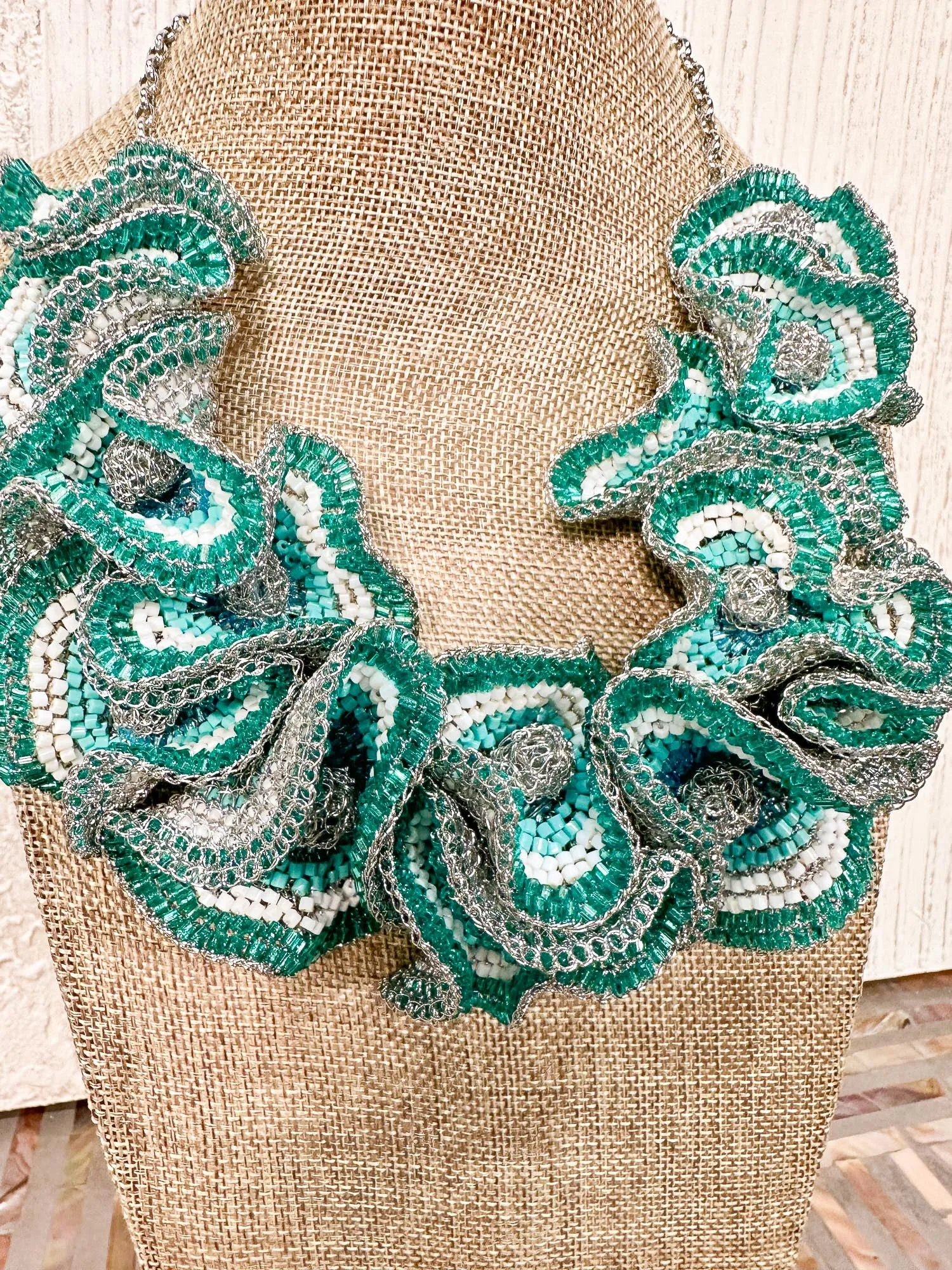 Buttercup Necklace, Silver Teal Mix
