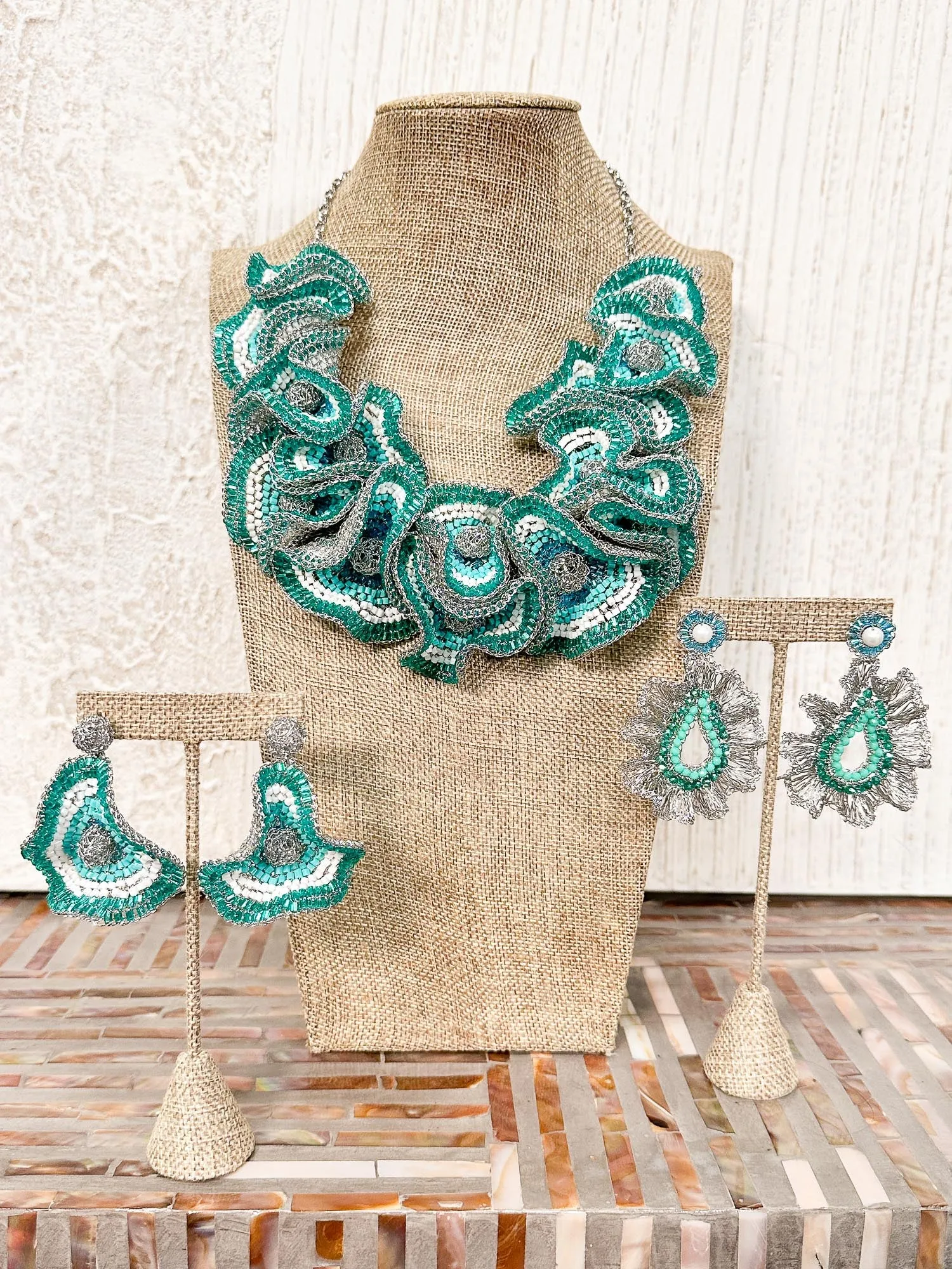 Buttercup Necklace, Silver Teal Mix