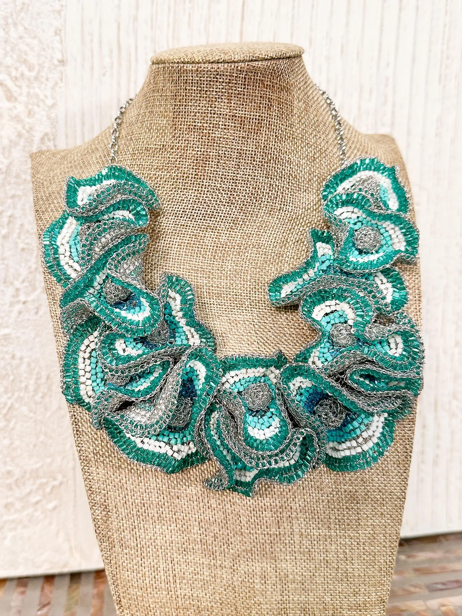 Buttercup Necklace, Silver Teal Mix