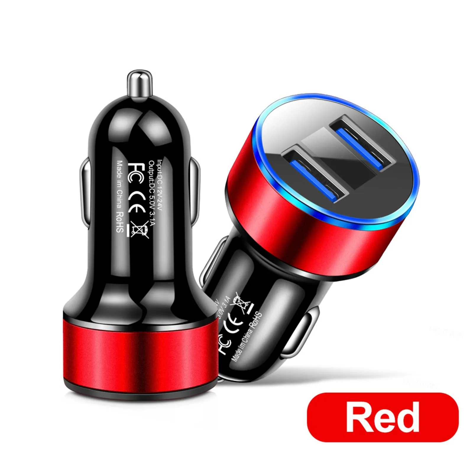 Car Charger Dual Port USB Fast Charging Adapter For Mobile Phones