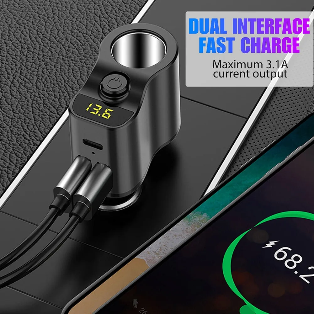 Car Charger Extension Cigarette Lighter Adapter Socket Splitter 2