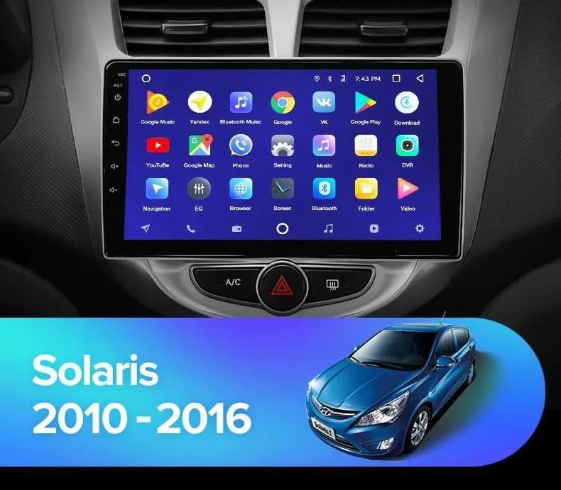 Car Dealz 10.2" Android 10.0 Hyundai Solaris 1 2010-2016 Head Unit In Dash Plus OEM Fascia