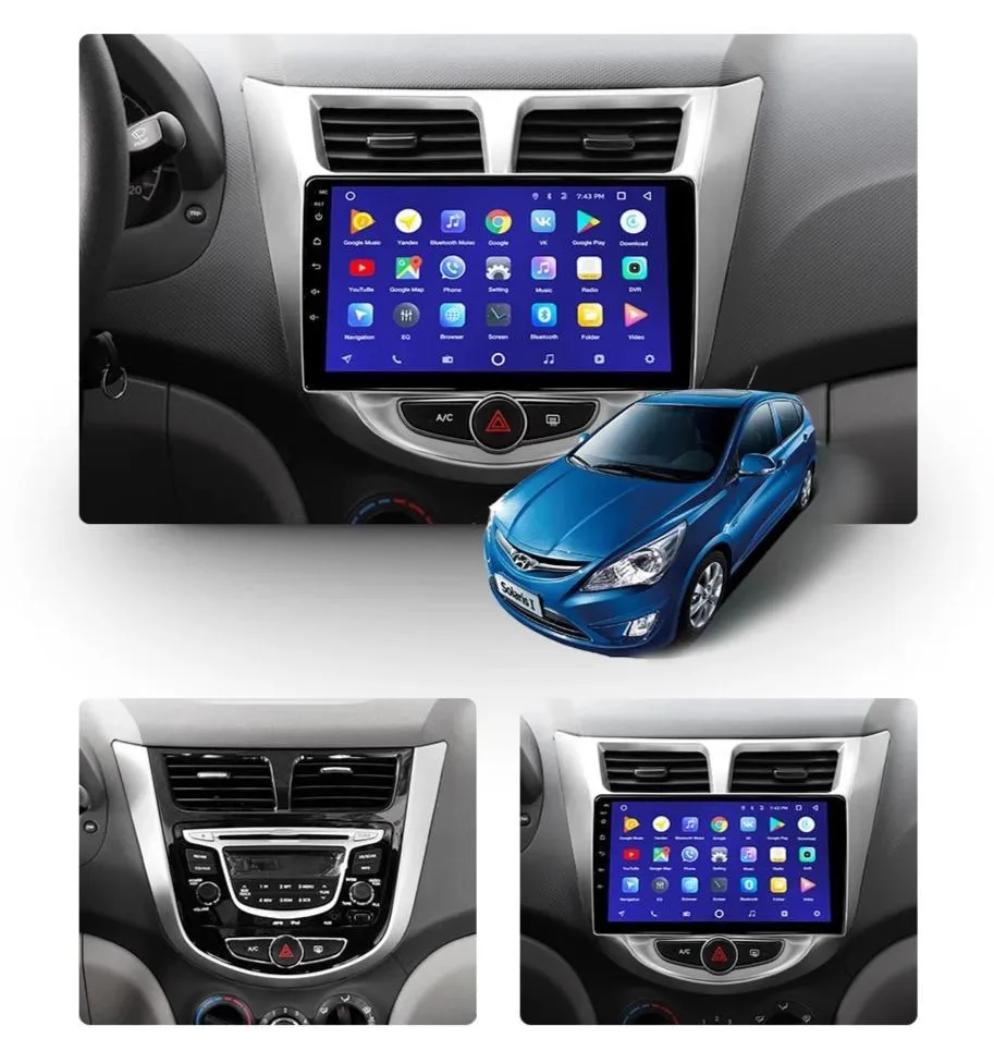 Car Dealz 10.2" Android 10.0 Hyundai Solaris 1 2010-2016 Head Unit In Dash Plus OEM Fascia