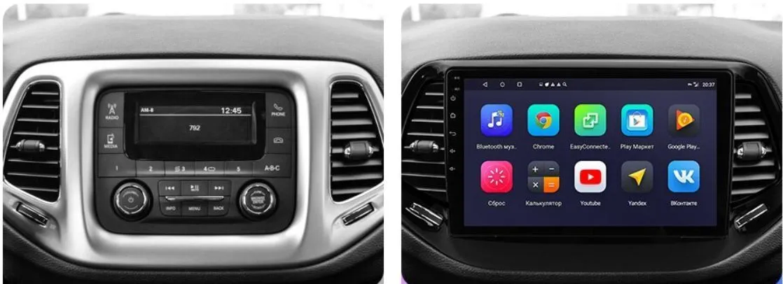 Car Dealz 10.2" Android 10.0 Jeep Compass 2016-2018 In Dash Plus OEM Fascia