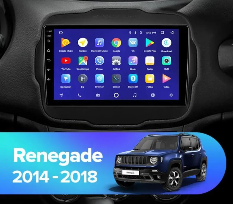 Car Dealz 10.2" Android 10.0 Jeep Renegade 2014-2018 In Dash Plus OEM Fascia