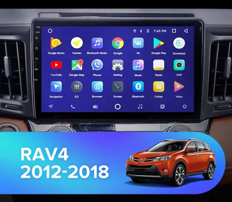 Car Dealz 10.2" Android 10.0 Toyota RAV4 4 XA40 5 XA50 2012-2018 In Dash Plus OEM Fascia