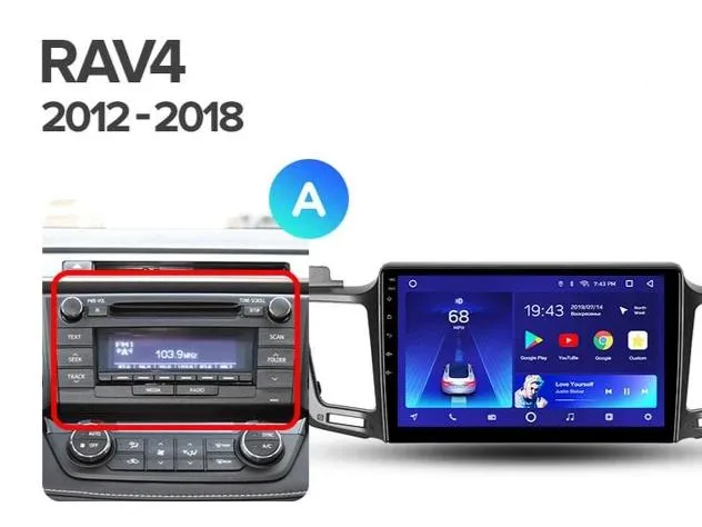 Car Dealz 10.2" Android 10.0 Toyota RAV4 4 XA40 5 XA50 2012-2018 In Dash Plus OEM Fascia