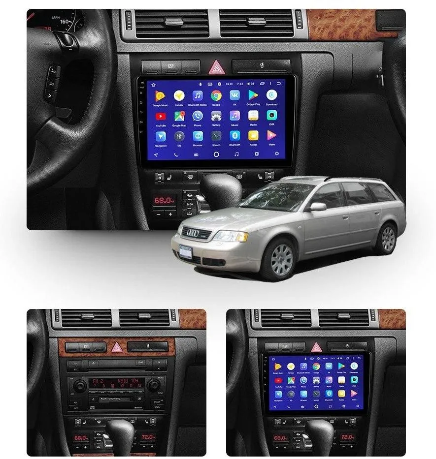 Car Dealz 10.2" Android 8.1 Audi A6 RS6 R6 1997-2004 GPS Bluetooth Car Player Navigation Radio Stereo DVD Head Unit In Dash Plus OEM Fascia
