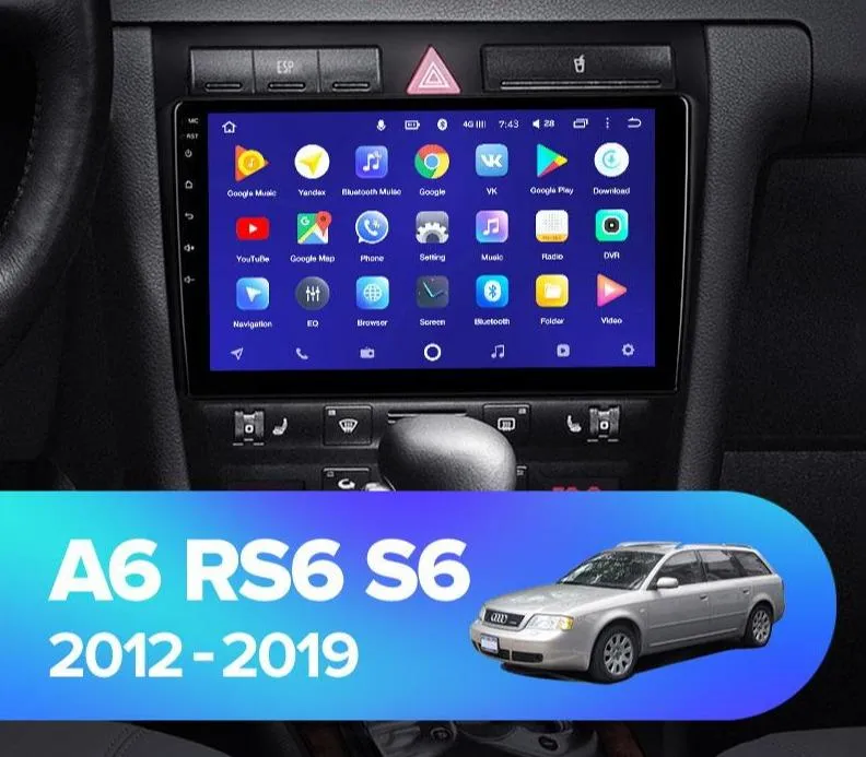 Car Dealz 10.2" Android 8.1 Audi A6 RS6 R6 1997-2004 GPS Bluetooth Car Player Navigation Radio Stereo DVD Head Unit In Dash Plus OEM Fascia