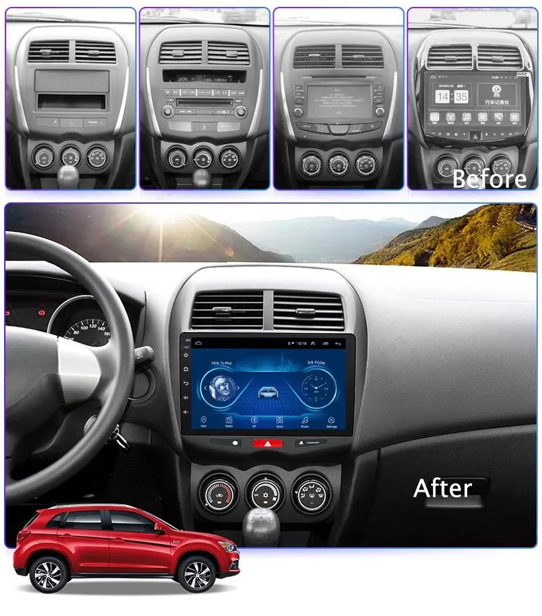 Car Dealz 10.2" Android 8.1 For Mitsubitshi ASX 2013-2015 w CAM GPS Bluetooth Car Player Navigation Radio Stereo DVD Head Unit In Dash Plus OEM Fascia