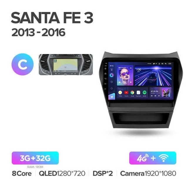Car Dealz Elite 4G Data Model 10.2" Android 12.0 For Hyundai Santa Fe 3 2013 - 2016 In Dash Plus OEM Fascia