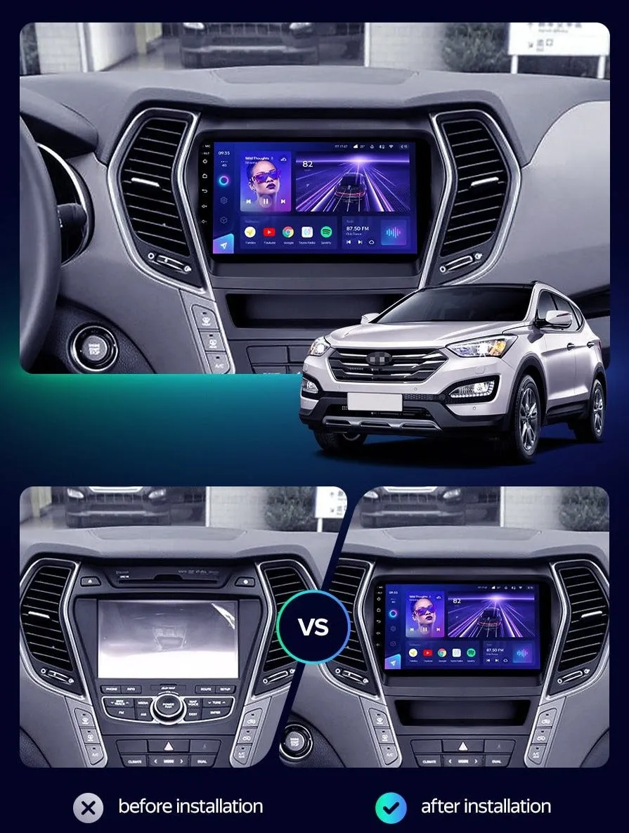 Car Dealz Elite 4G Data Model 10.2" Android 12.0 For Hyundai Santa Fe 3 2013 - 2016 In Dash Plus OEM Fascia