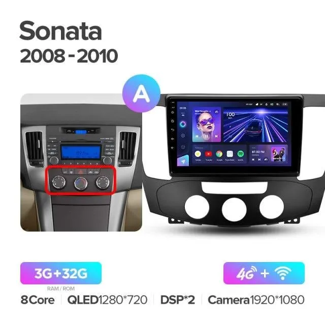 Car Dealz Elite 4G Data Model 10.2" Android 12.0 For Hyundai Sonata NF 2008 - 2010 Head Unit In Dash Plus OEM Fascia
