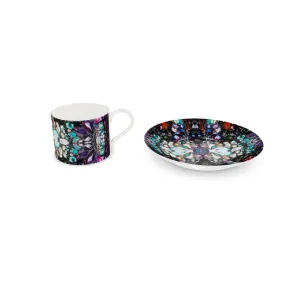 Coffee Cup and Saucer. Stained Glass Inspired