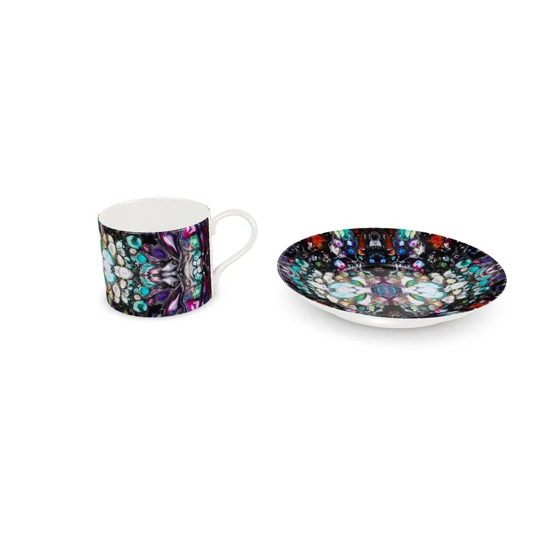 Coffee Cup and Saucer. Stained Glass Inspired