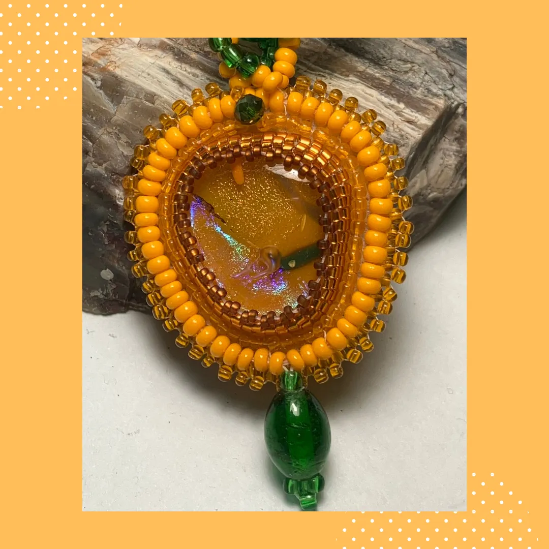 Copper and Yellow Orange with Green Dangle