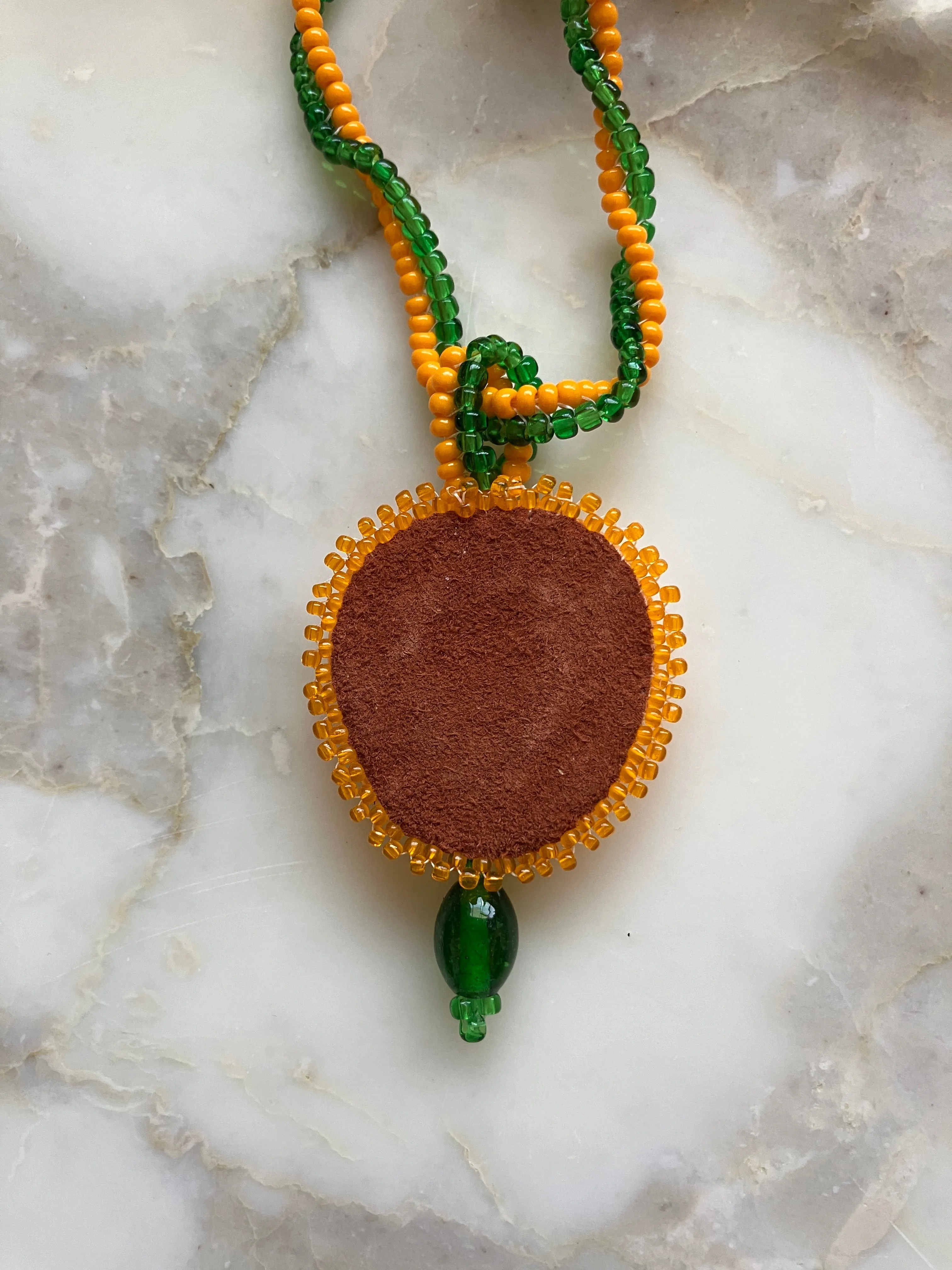Copper and Yellow Orange with Green Dangle