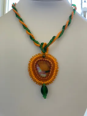 Copper and Yellow Orange with Green Dangle
