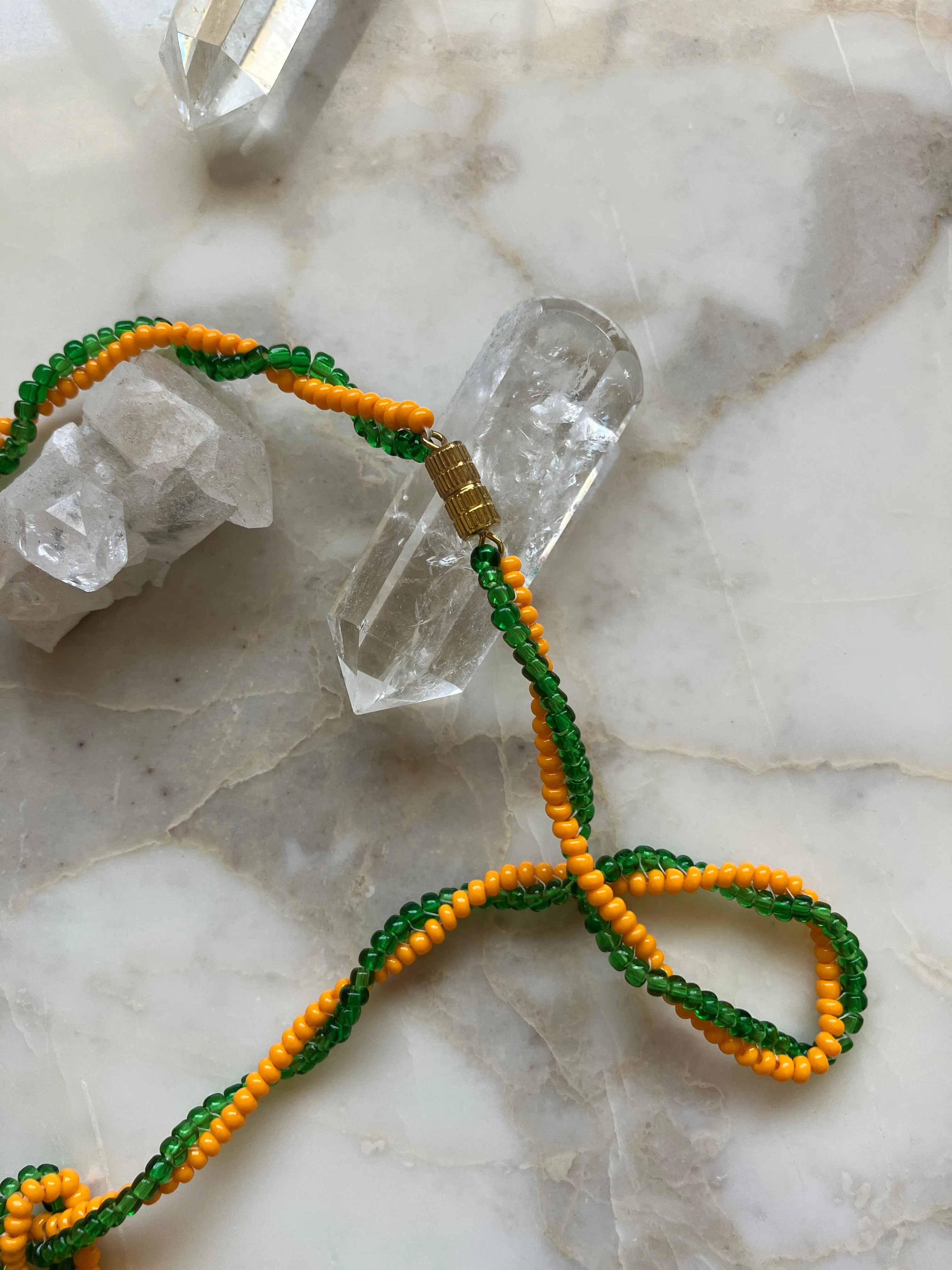 Copper and Yellow Orange with Green Dangle