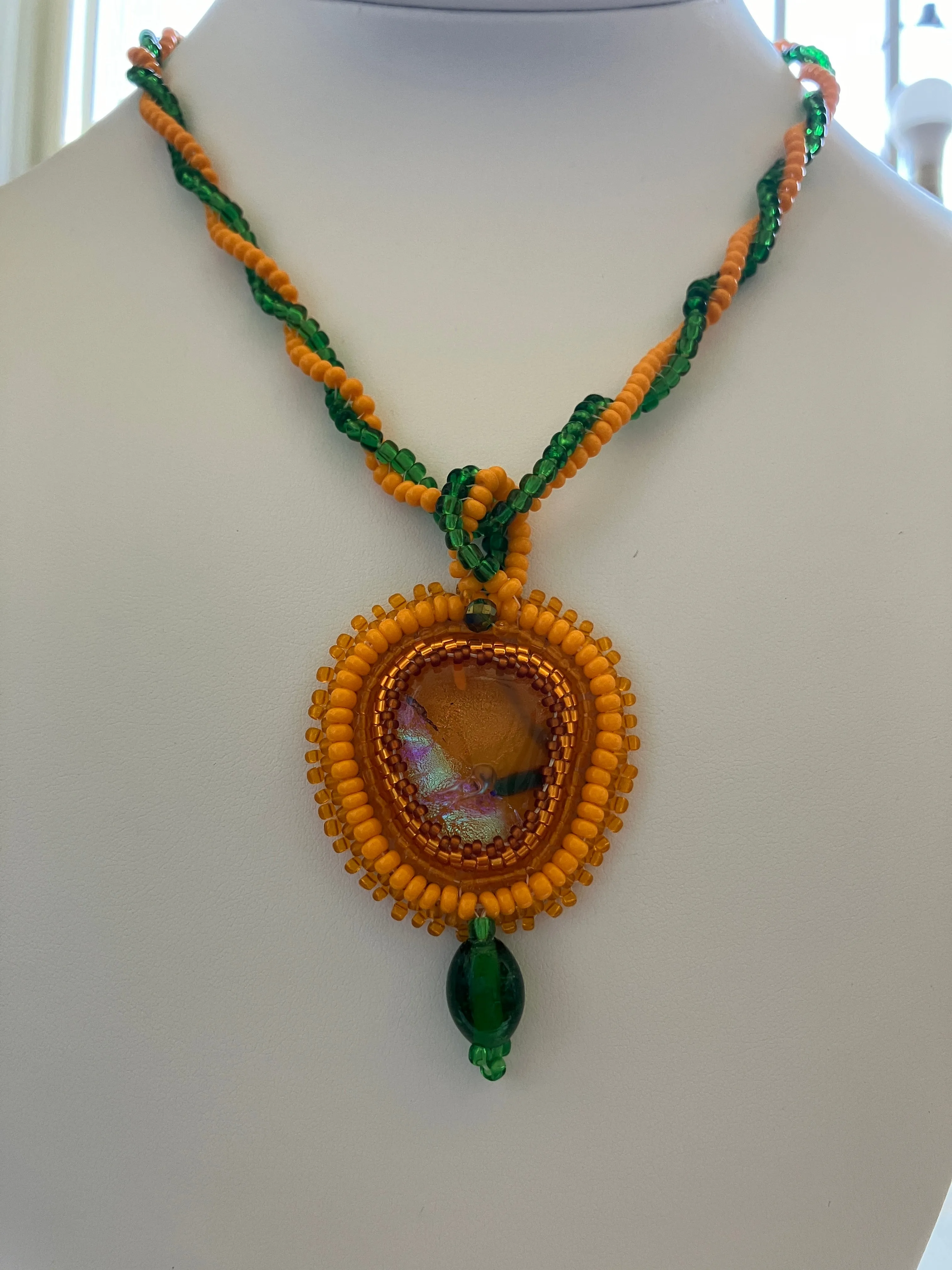 Copper and Yellow Orange with Green Dangle