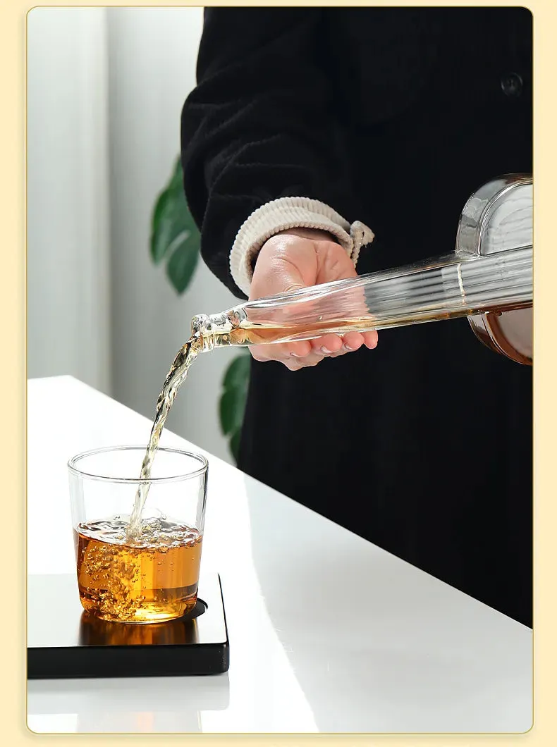 Crystal Led Free Glass Gutar Decanter Bottle Two  Glasses and Holder Set For Liquor Wine Whisky Vodka