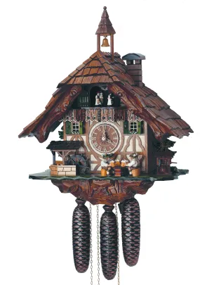 Cuckoo Clock - 8-Day Chalet with 4 Beer Drinkers - Schneider