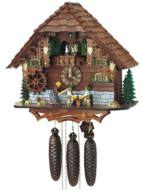 Cuckoo Clock - 8-Day Chalet With Woman And Beer Drinkers - Schneider