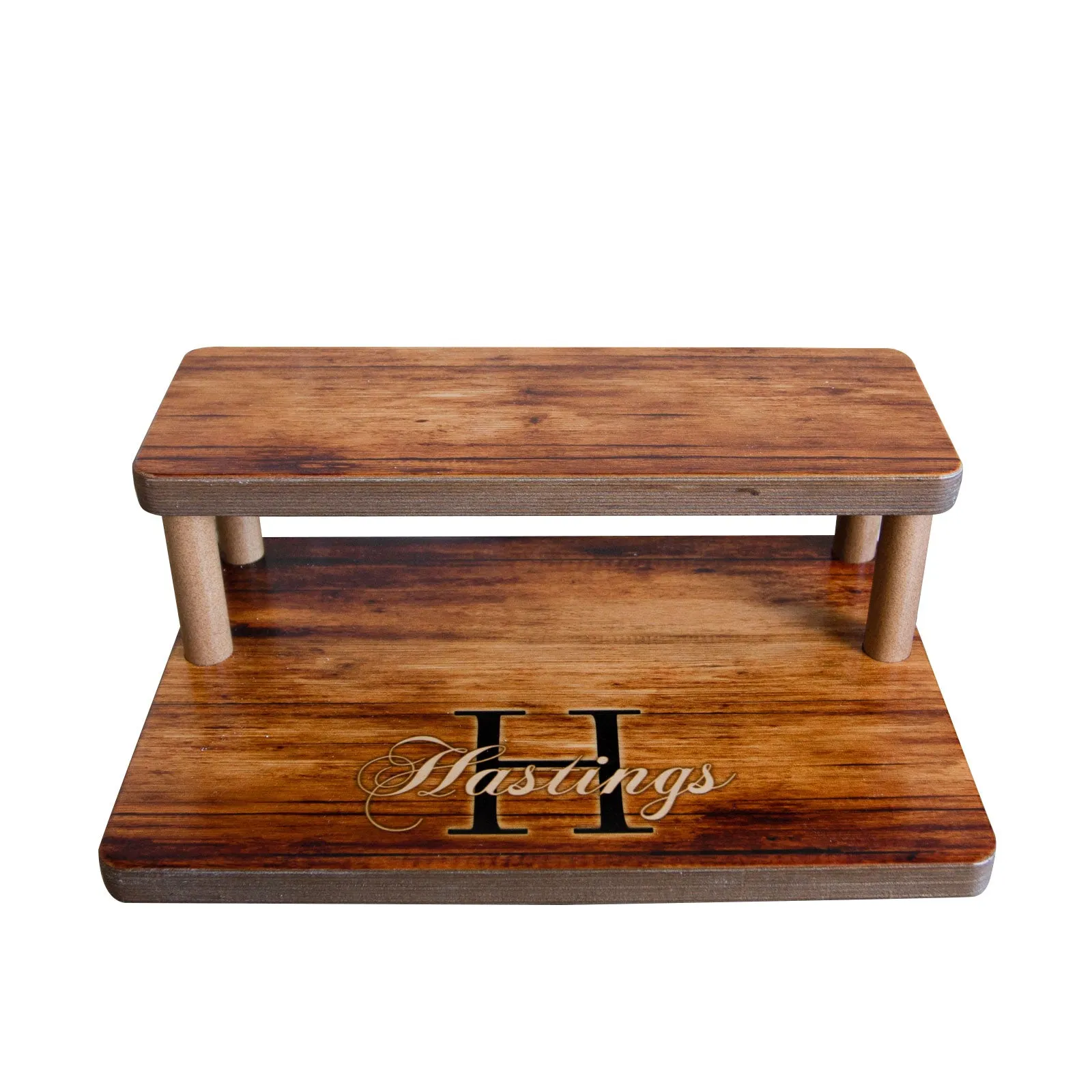 Customizable Monogram LED Counter Caddies™ - 12" Stained Straight Shelf